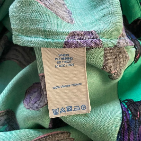 Boden Green Purple Blue Owl Bird Print Dress - Picture 15 of 15